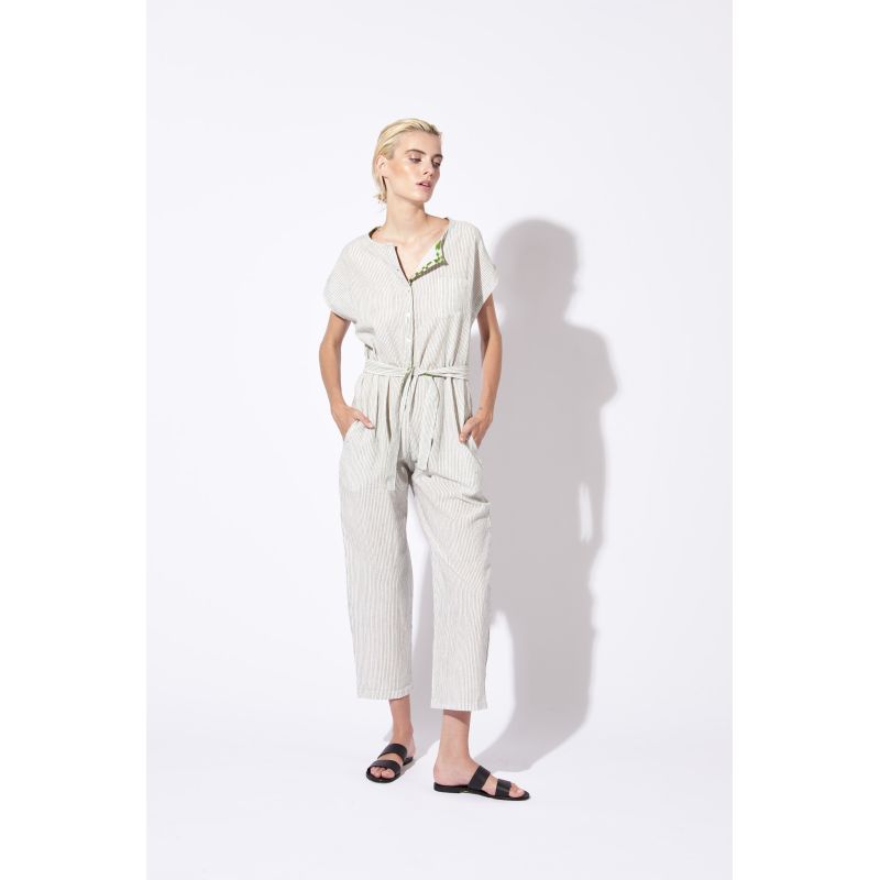 BLUE MESSINA PIQUÉ JUMPSUIT