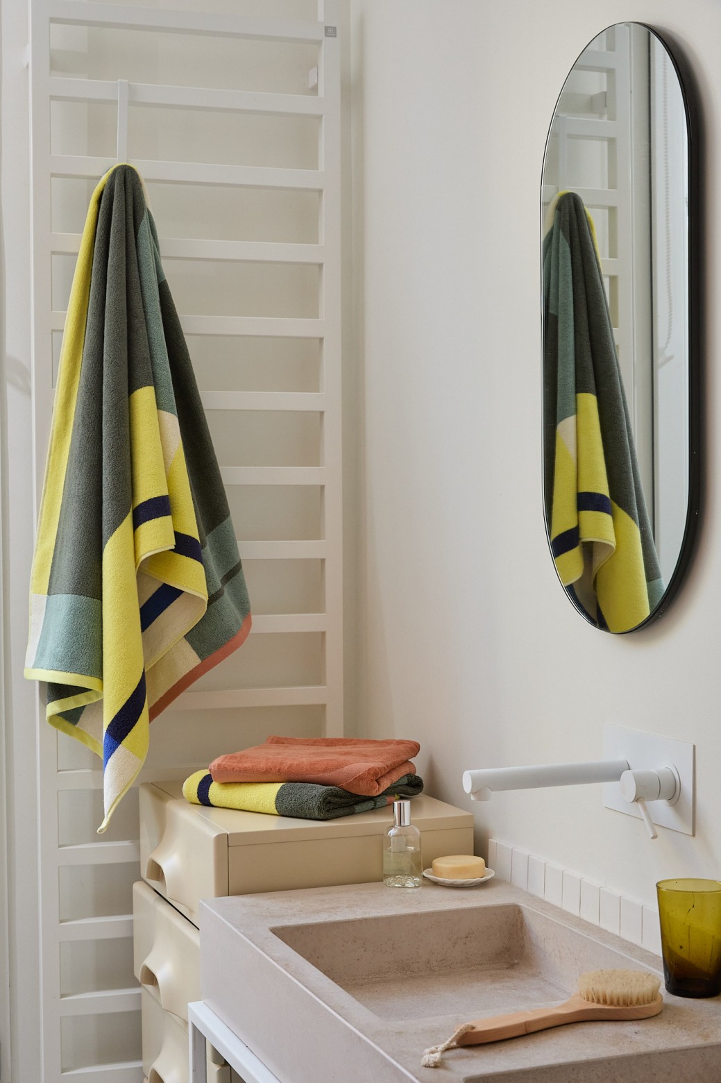 Serviette de bain Color Block jaune