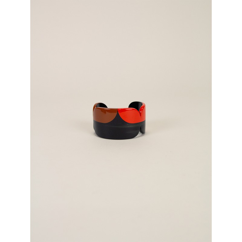 Manchette Nymphe en corne noire et  laque Roux taille S