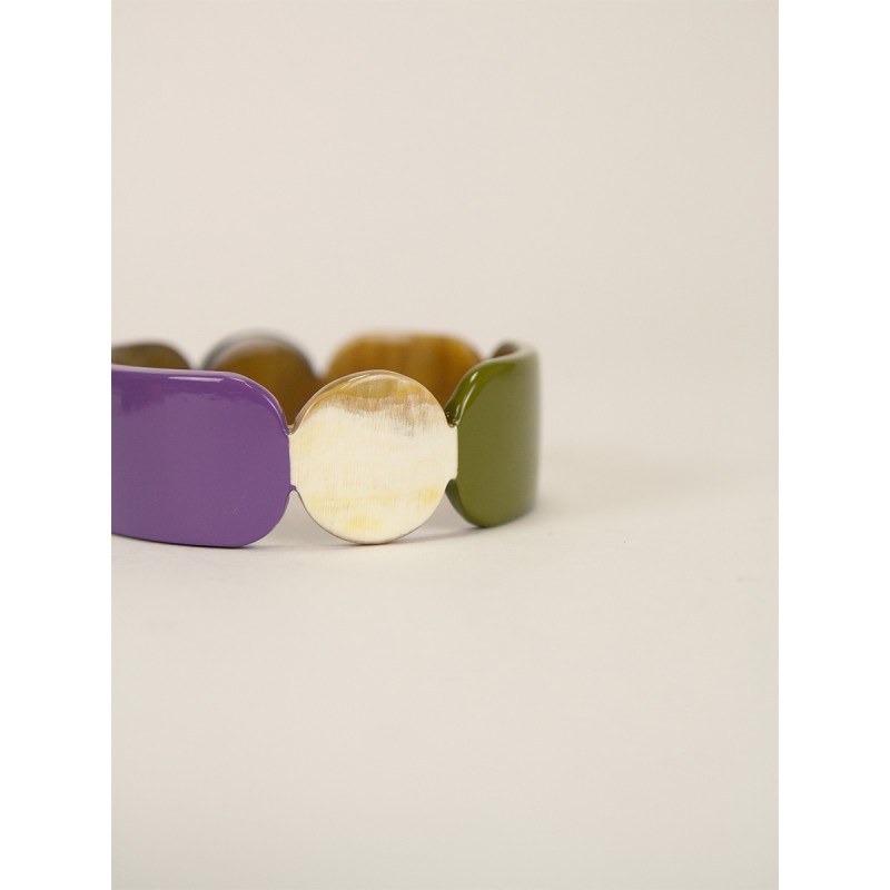 Bracelet 25 Totem en corne blonde et  laque Parme taille S
