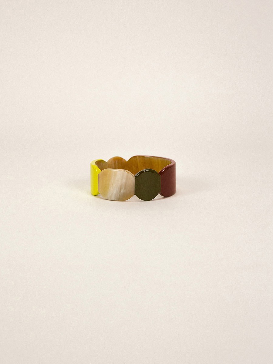 Bracelet 25 Totem en corne blonde et laque Lime taille S