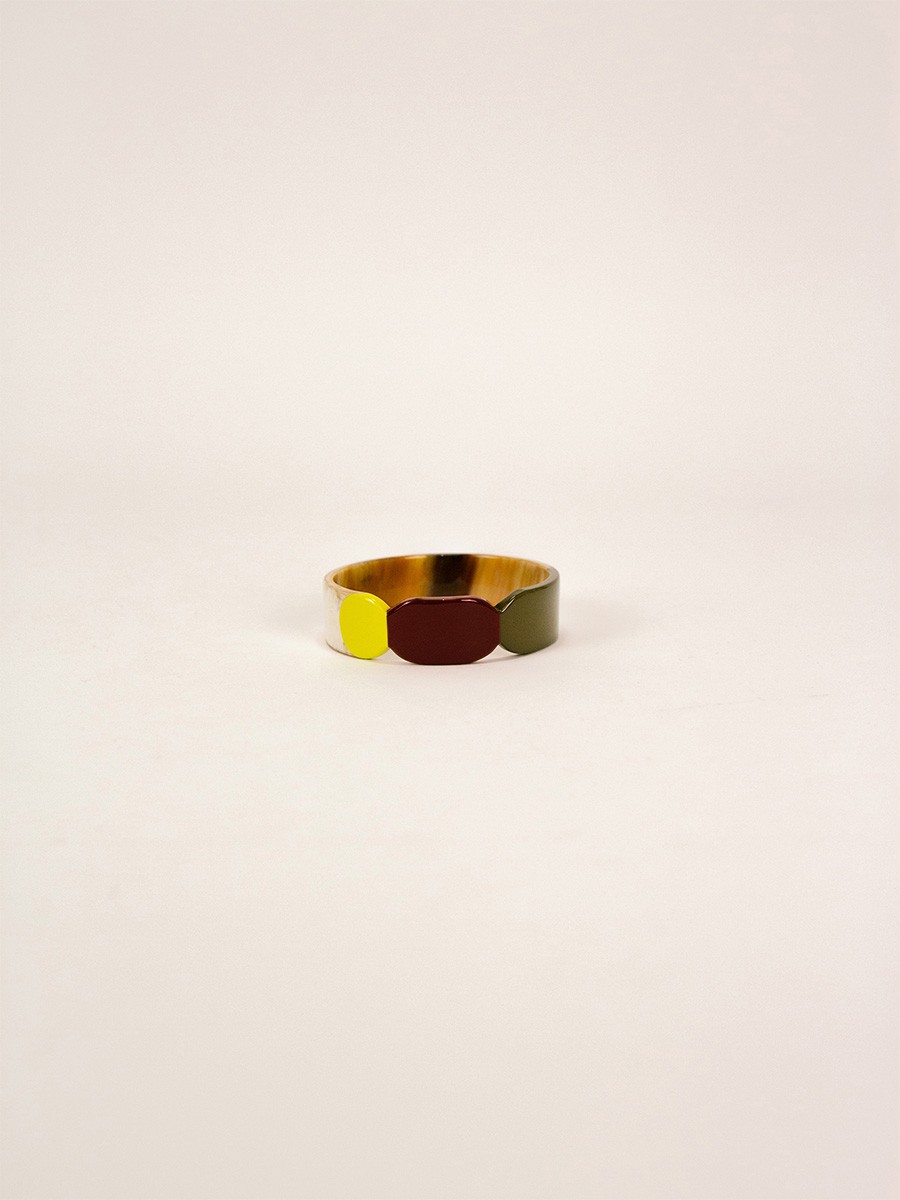 Bracelet 20 Totem en corne blonde et laque Lime taille S