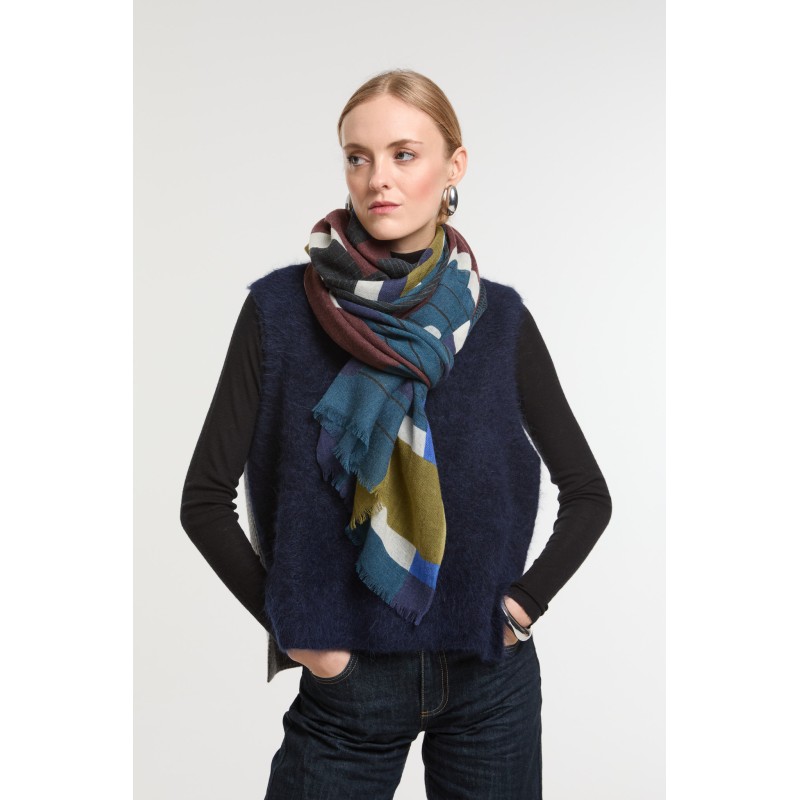 Foulard Petra Bleu Coupe Fluide | Mapoésie Paris