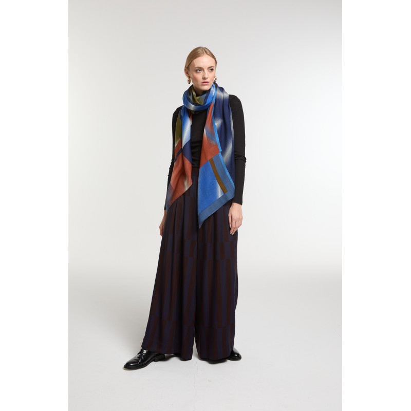 Foulard Mystique Bleu Vert Graphique | Mapoésie Paris