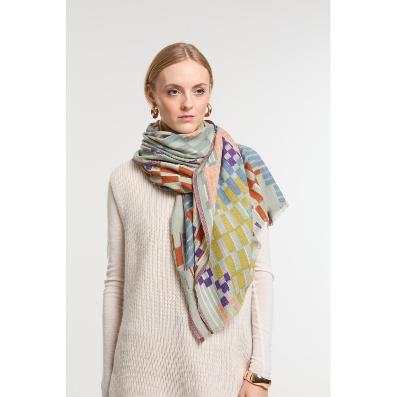 Foulard Saccade Pastel Lignes Fines | Mapoésie Paris