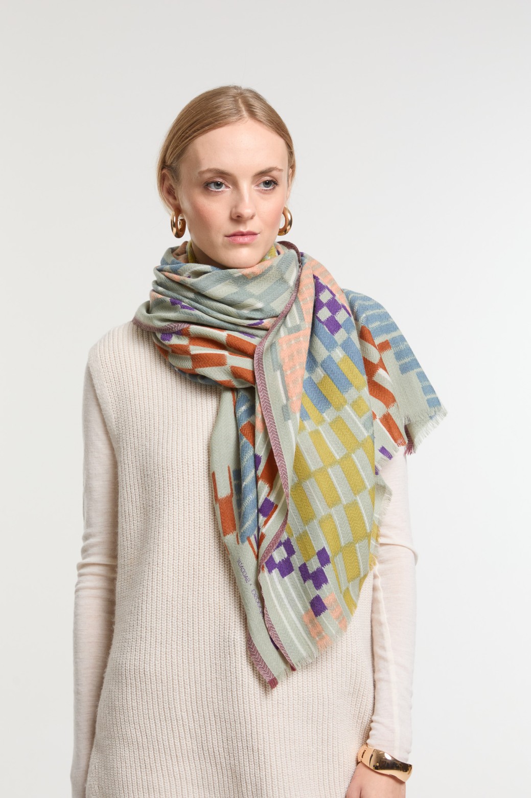 Foulard Saccade Pastel Lignes Fines | Mapoésie Paris