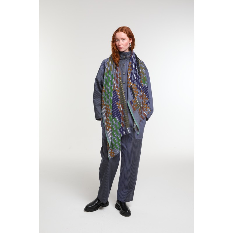 Foulard Saccade Gris Bleu Tendance | Mapoésie Paris