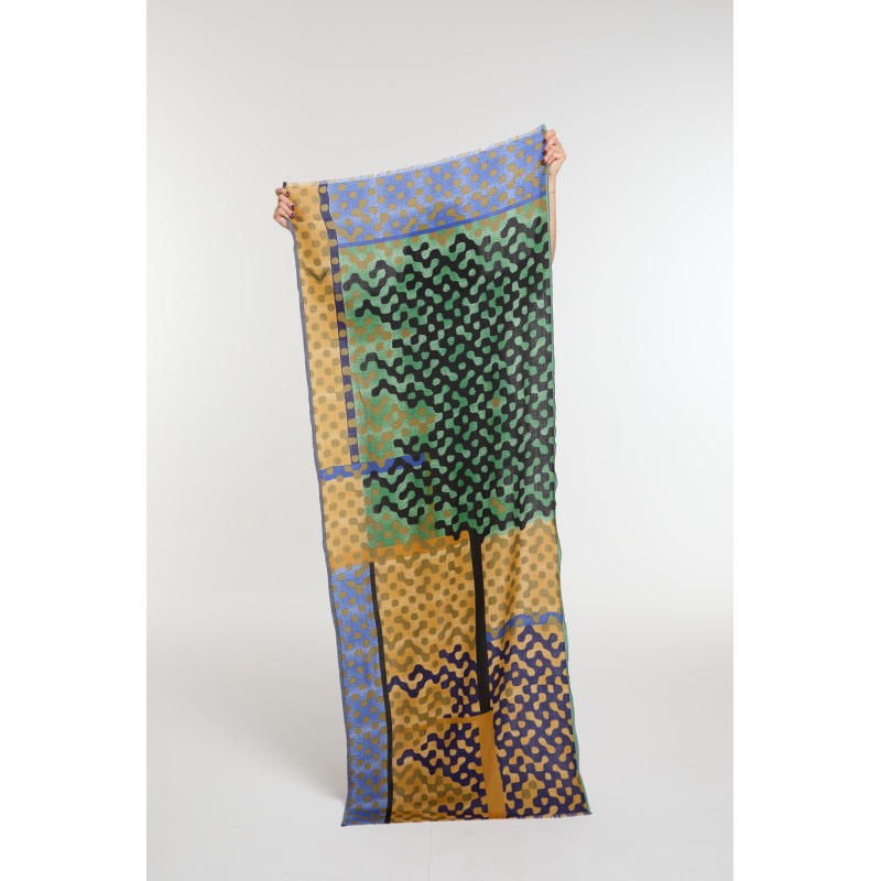 Foulard Variation Noir Vert Chic Moderne | Mapoésie