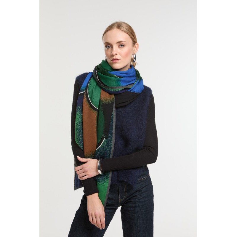 Foulard Aurae Vert Imprimé Arty | Mapoésie