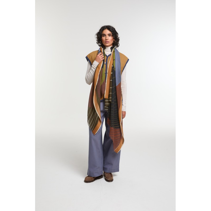 Foulard Astre Kaki Brun Tons Naturels | Mapoésie Paris