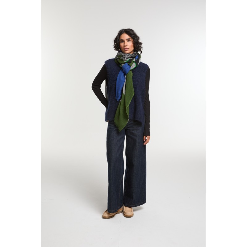 Foulard Éternel Vert Bleu Chic & Fluide | Mapoésie Paris