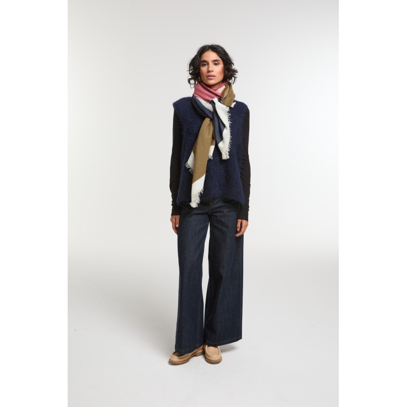 Foulard Suzon Marine Imprimé Chic | Mapoésie Paris