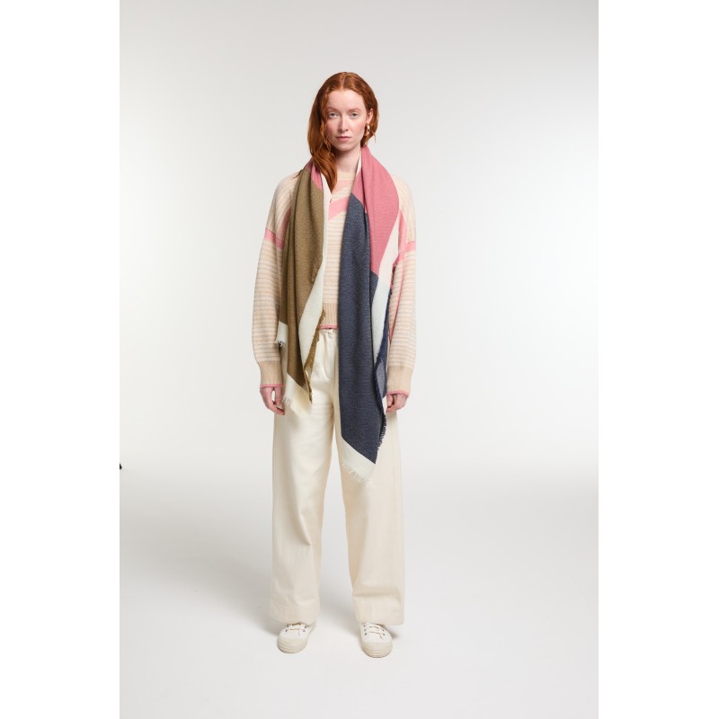Foulard Suzon Marine Imprimé Chic | Mapoésie Paris