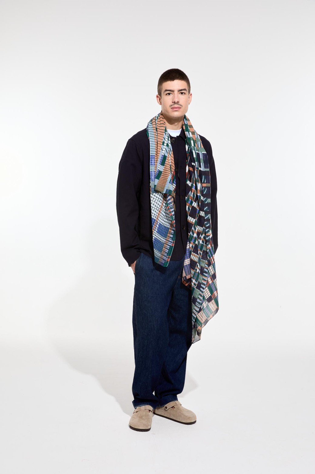 Foulard en coton Graphique Utopie bleu/Mapoésie