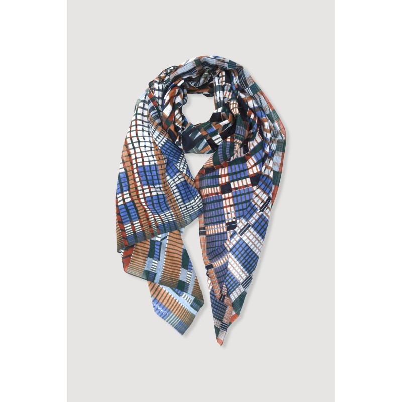 Foulard en coton Graphique Utopie bleu/Mapoésie