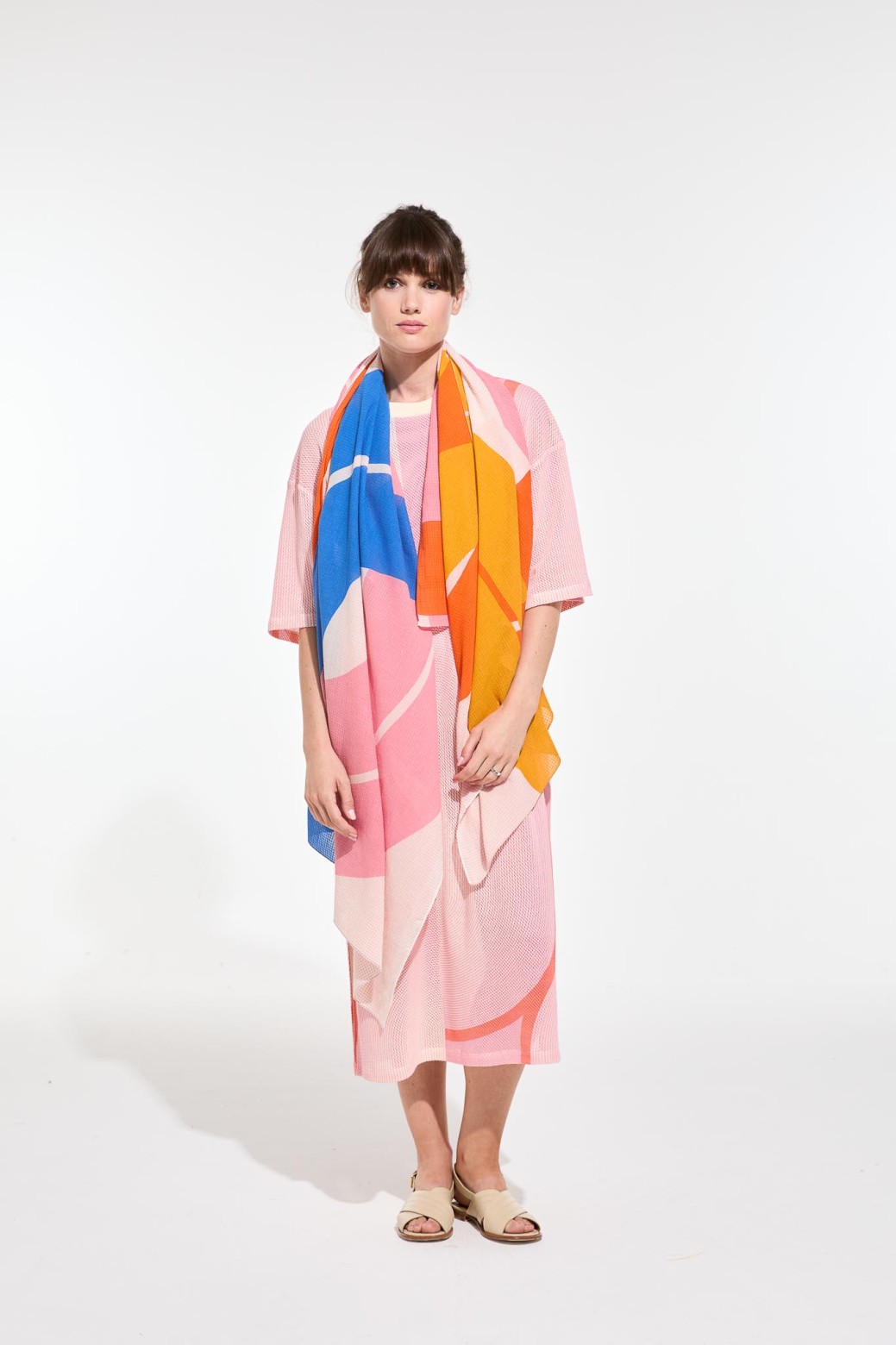 Foulard en coton Graphique Liane rose/Mapoésie