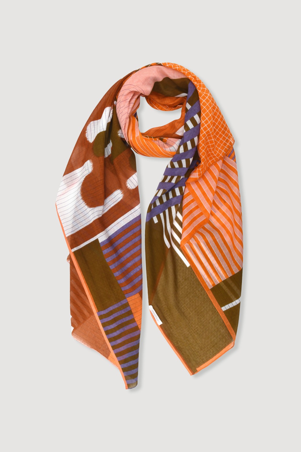 Foulard en coton Graphique Cascade corail/Mapoésie