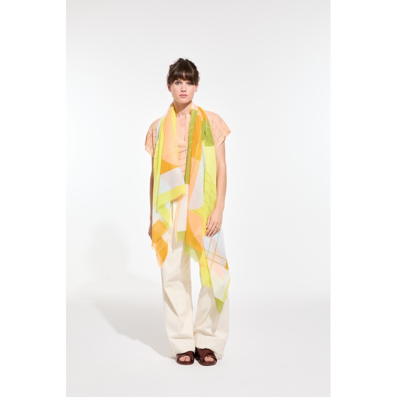 Foulard en coton Graphique Forma jaune/Mapoésie