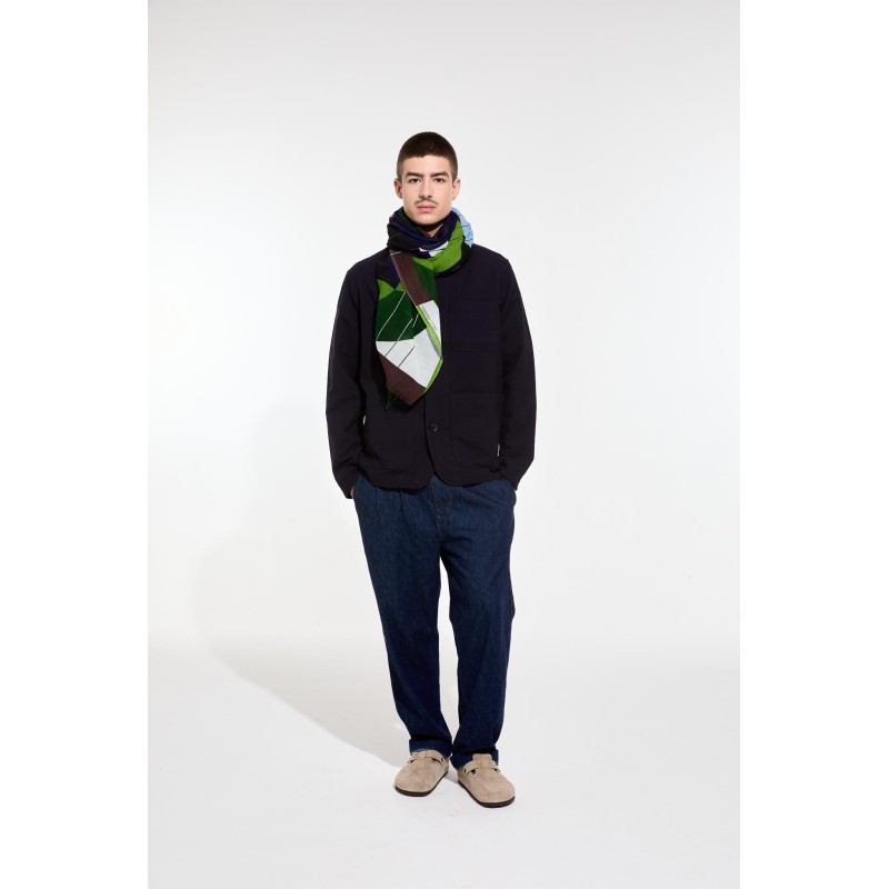Foulard en coton Graphique Forma bleu vert/Mapoésie