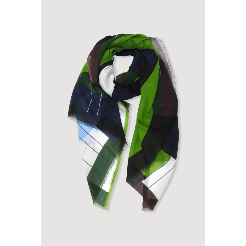 Foulard en coton Graphique Forma bleu vert/Mapoésie