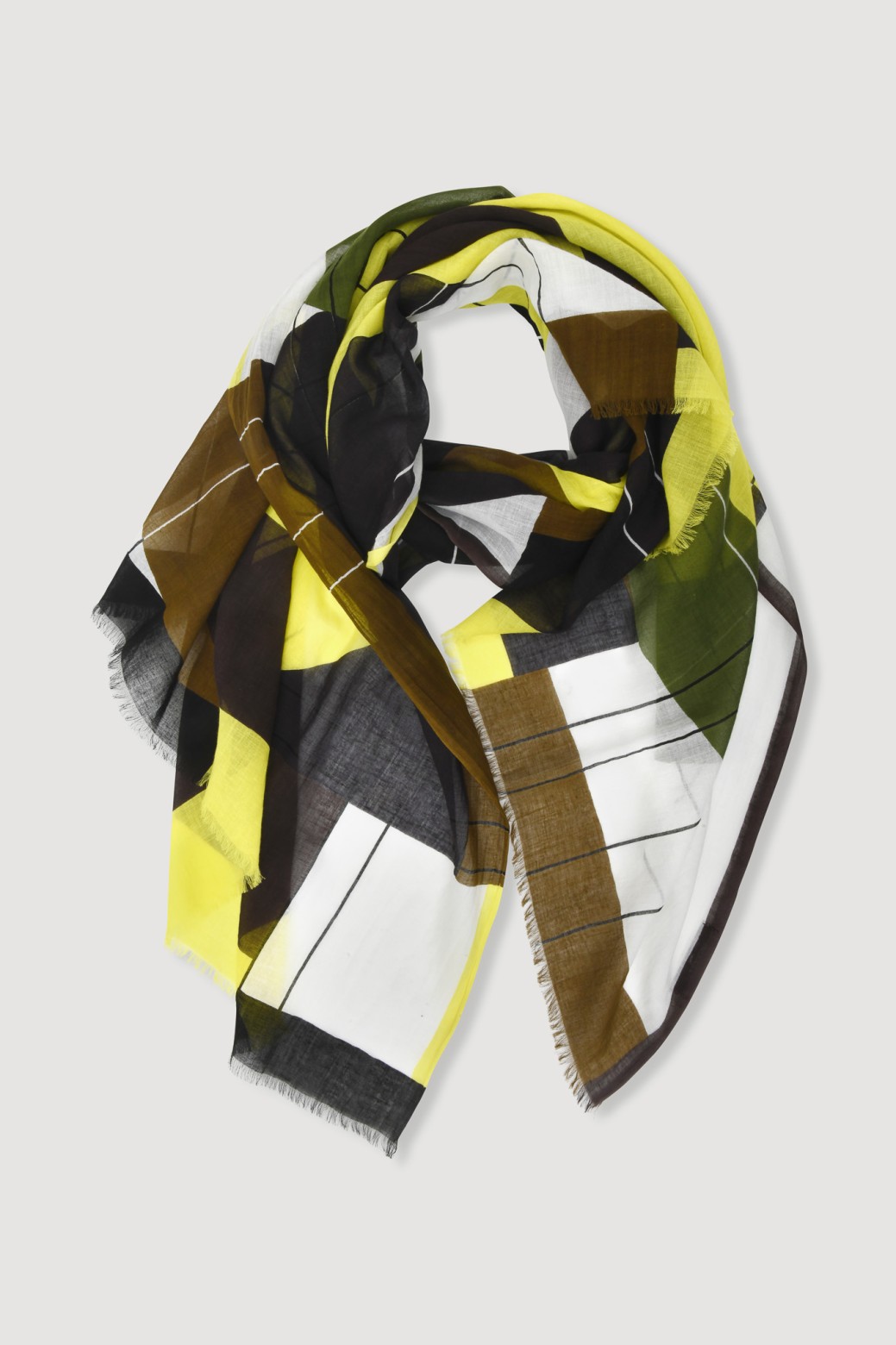 Foulard en coton Graphique Forma kaki jaune/Mapoésie