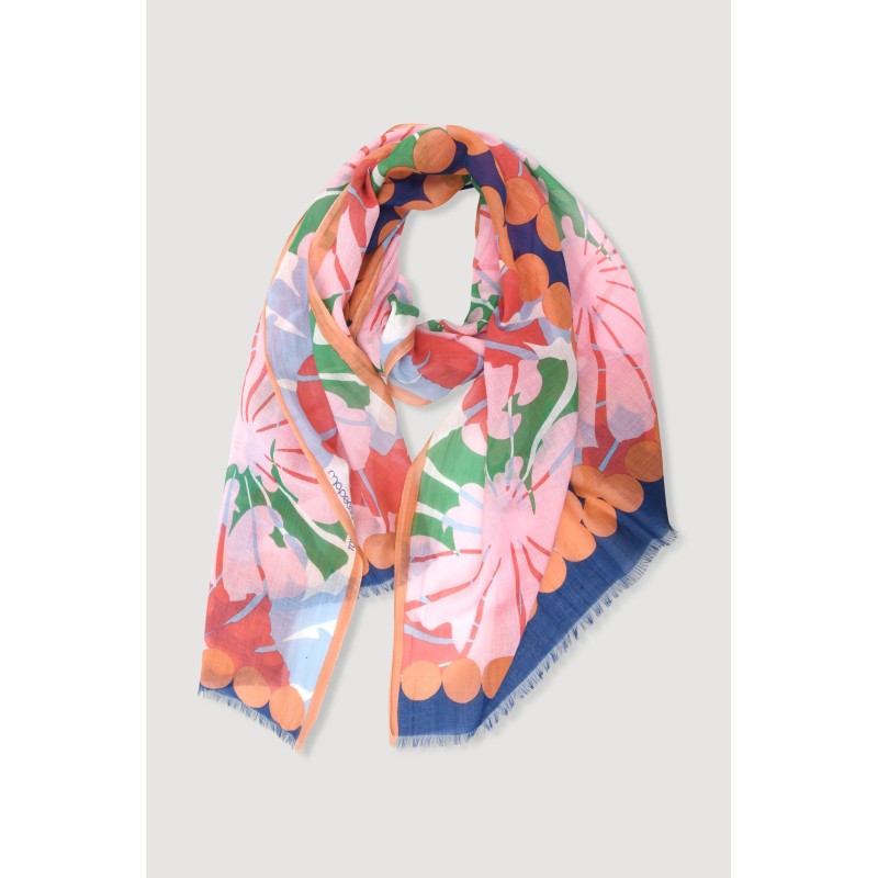Foulard en coton Graphique à fleur rose/Mapoésie