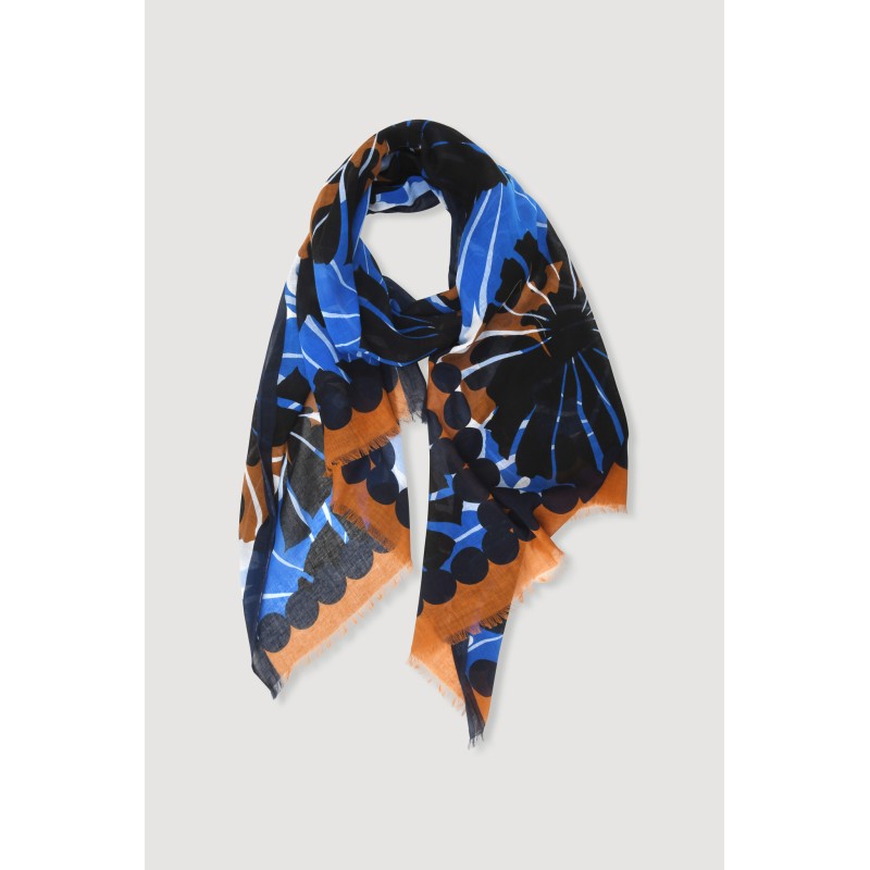 Foulard en coton Graphique à fleur bleu/Mapoésie