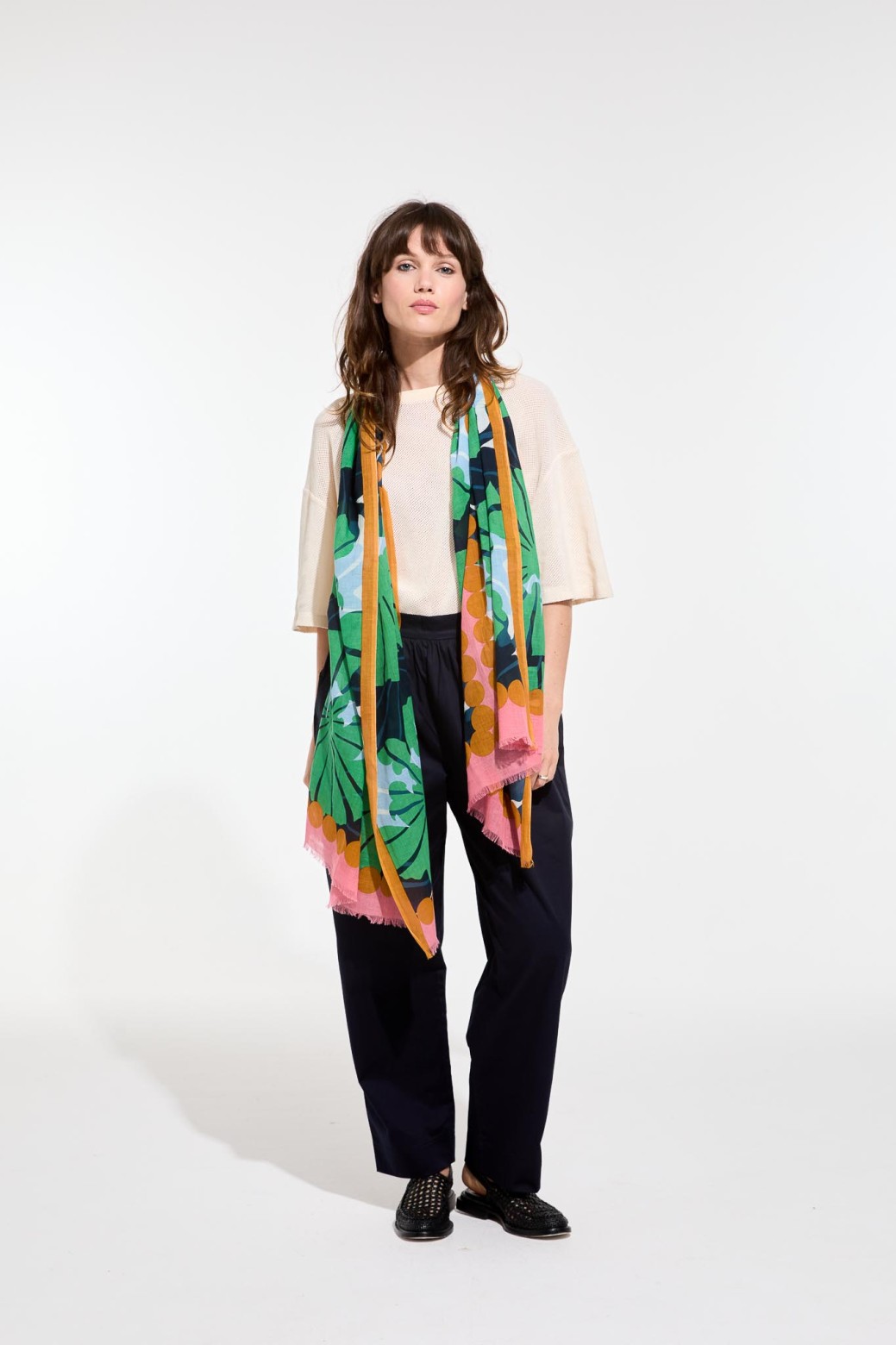 Foulard en coton Graphique à fleur vert/Mapoésie