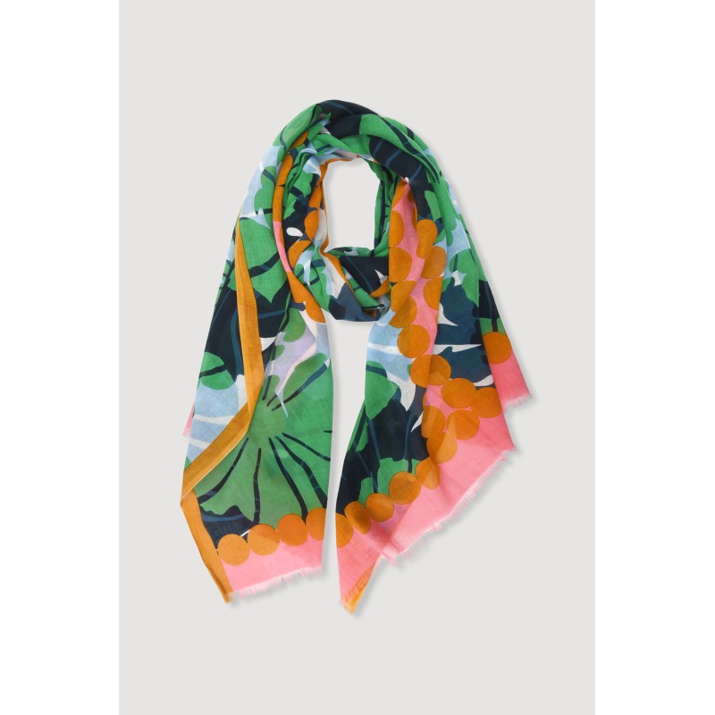 Foulard en coton Graphique à fleur vert/Mapoésie