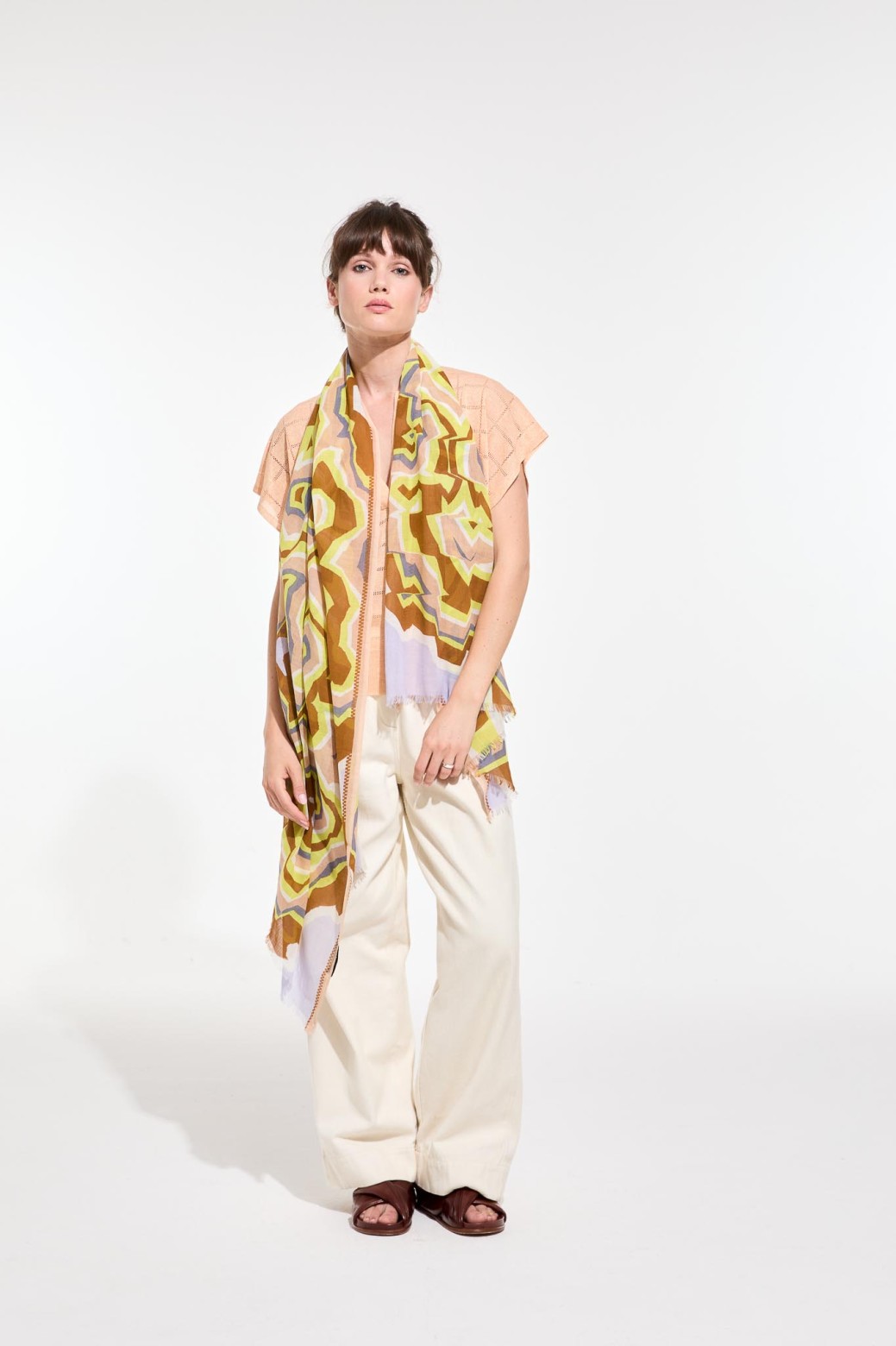 Foulard en coton Graphique Agate jaune/Mapoésie