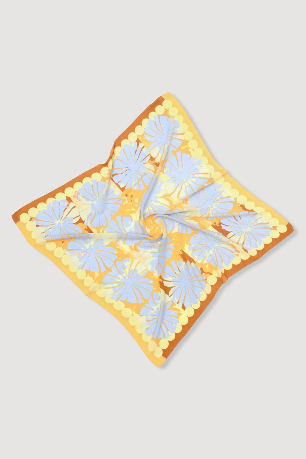 Graphic floral silk scarf - Yellow Poppy/Mapoésie
