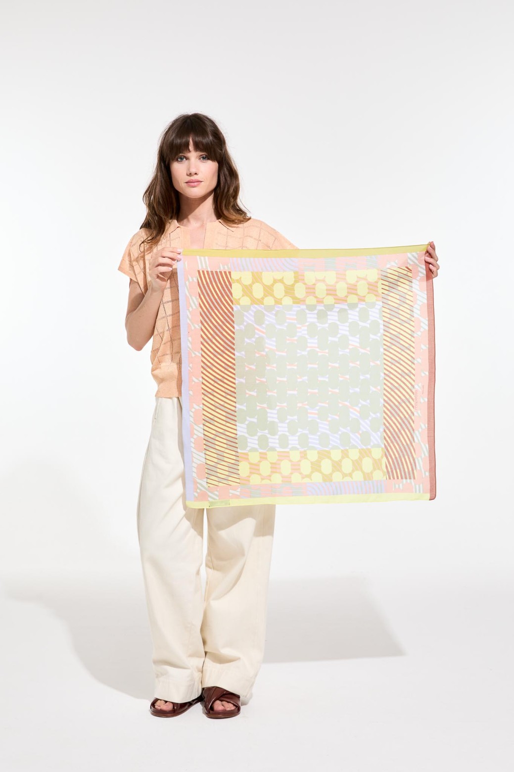 Graphic cotton scarf - Pastel Pollen/Mapoésie