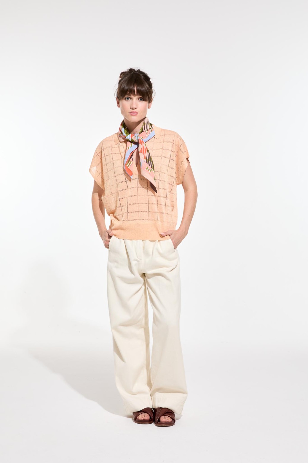 Graphic cotton square - Pollen khaki/pink - Mapoésie