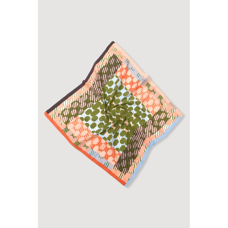 Graphic cotton square - Pollen khaki/pink - Mapoésie