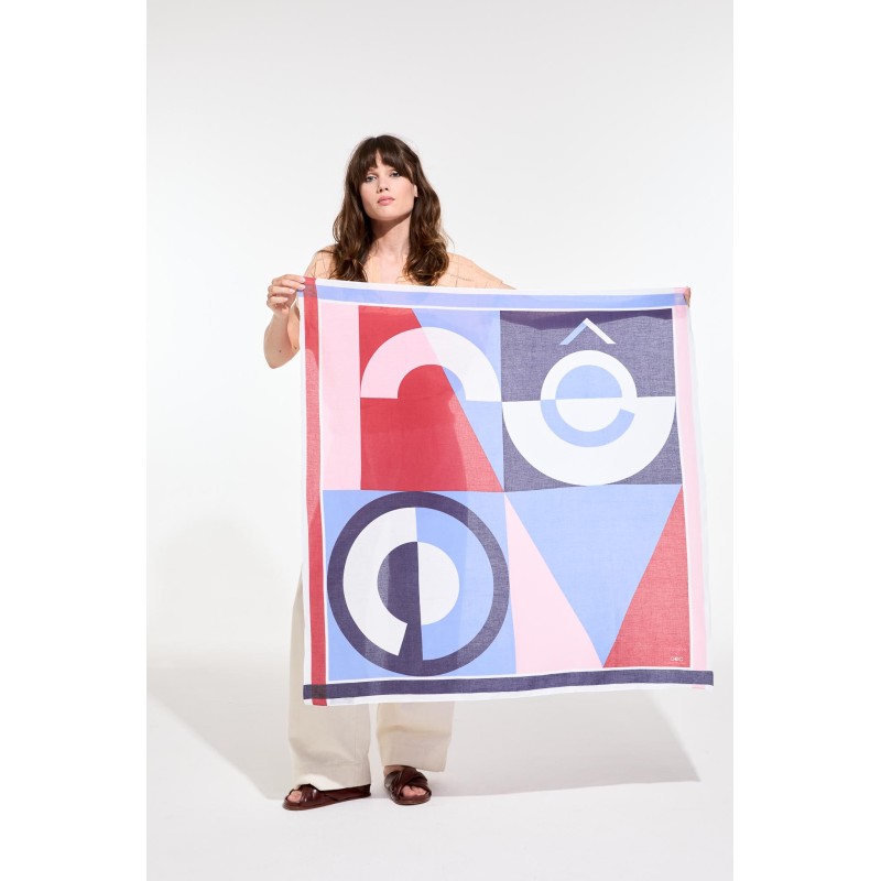 Reve Red Graphic Cotton Square / Mapoésie