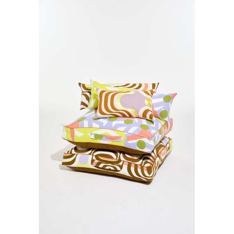 Yellow Bloom Rectangular Cotton Cushion / Mapoésie