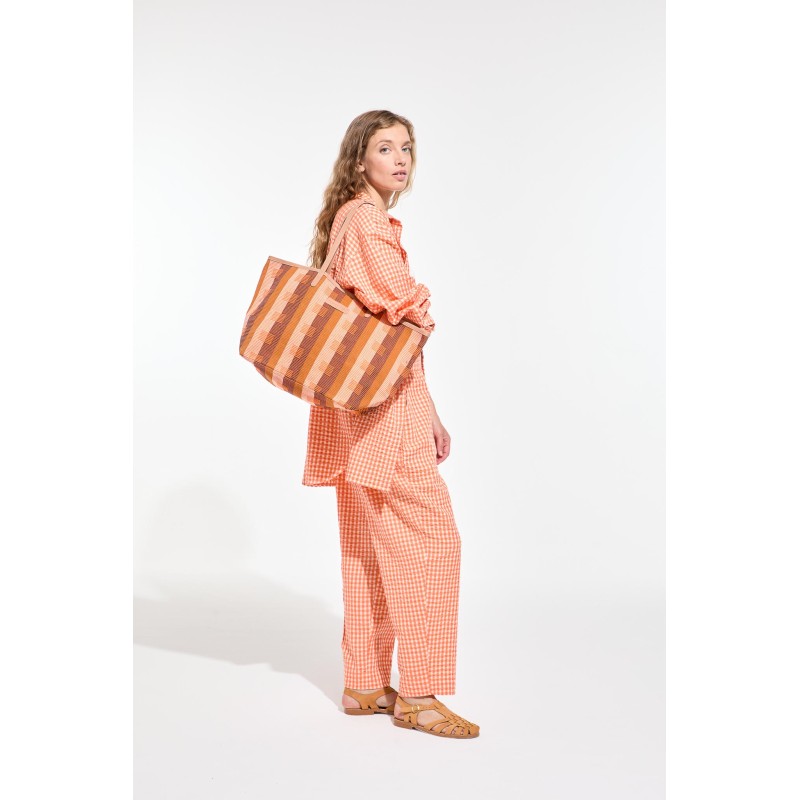 Pantalon à carreaux coupe droite-orange/Mapoésie