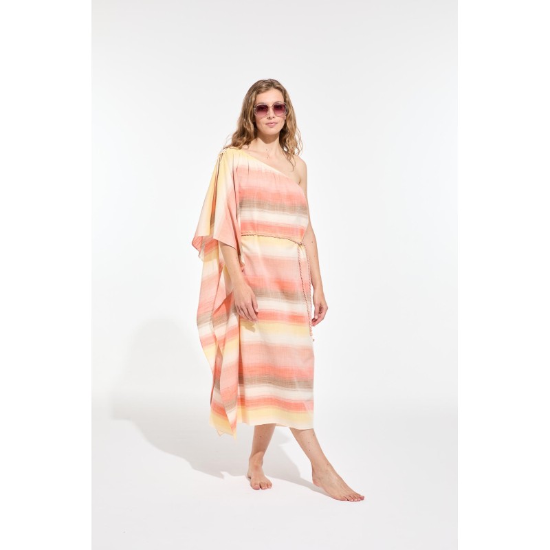 Robe longue asymétrique-orange/Mapoésie