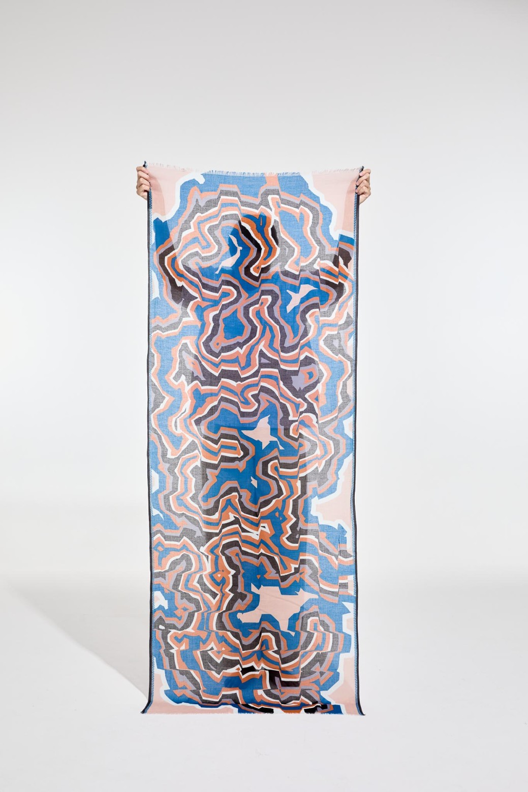 Foulard en coton Graphique Agate gris bleu/Mapoésie