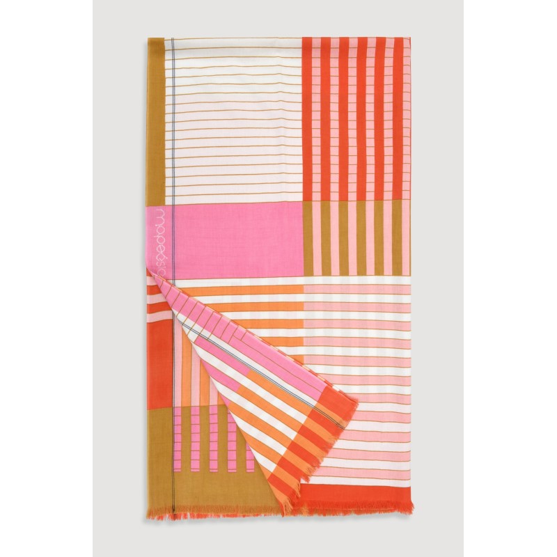 Fouta en coton graphique Riviera rose/Mapoésie