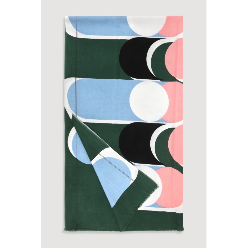 Green Corolle graphic cotton fouta/Mapoésie