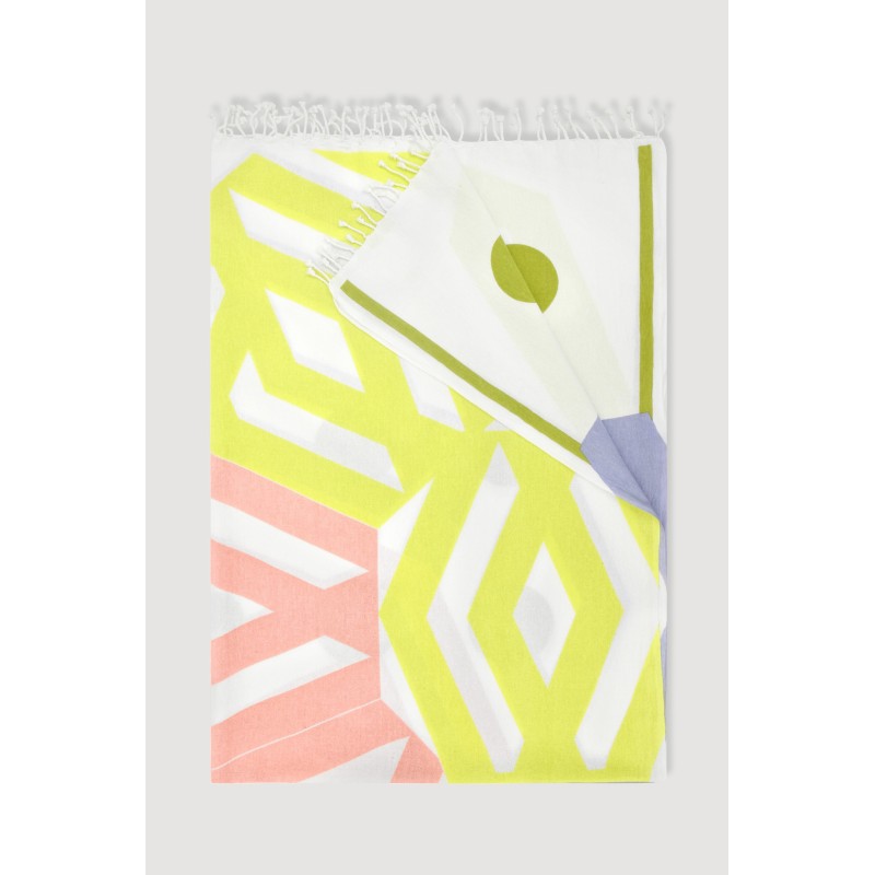 Fouta en coton graphique Bloom jaune/ Mapoésie
