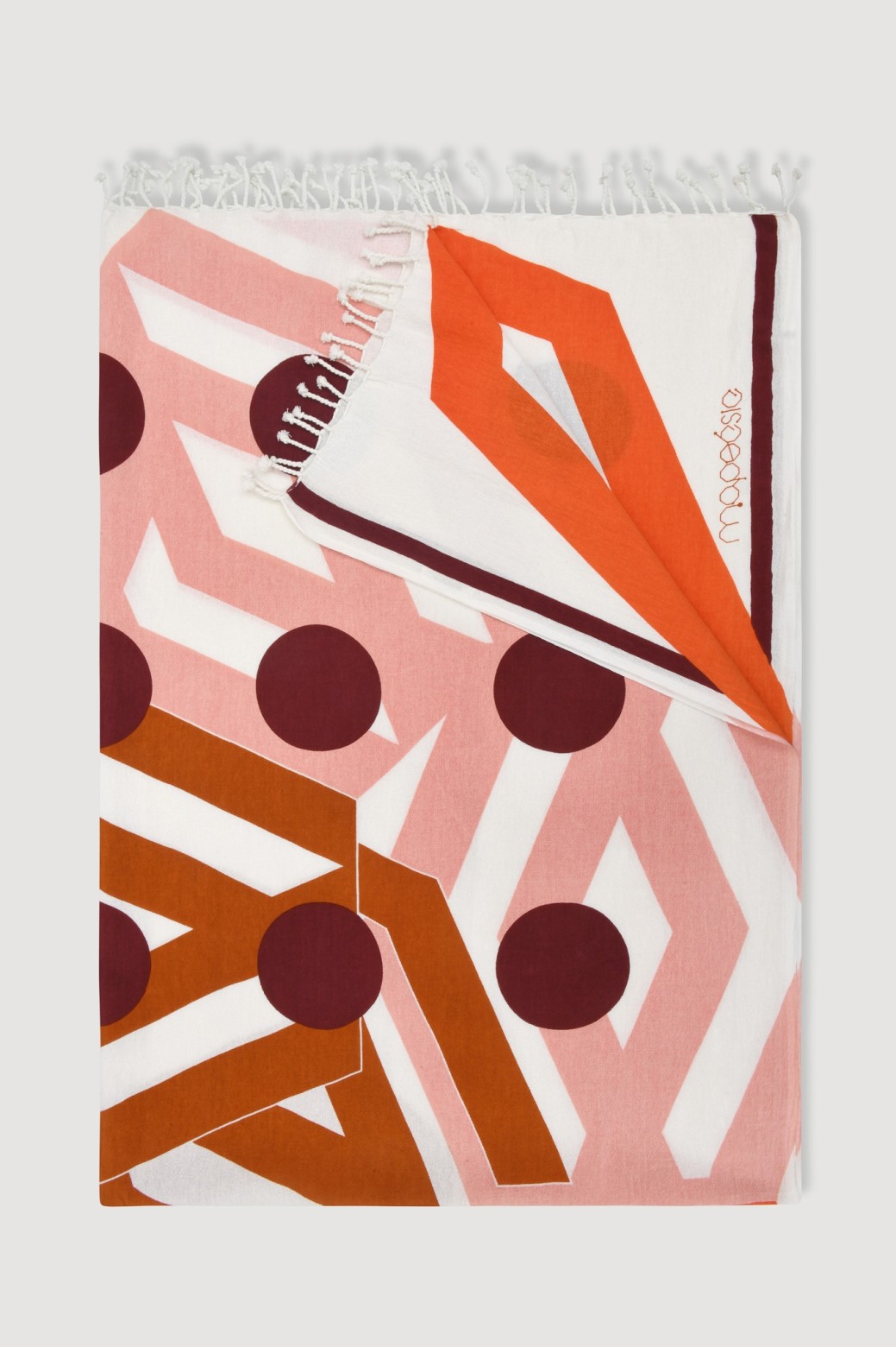 Fouta en coton graphique Bloom orange/ Mapoésie