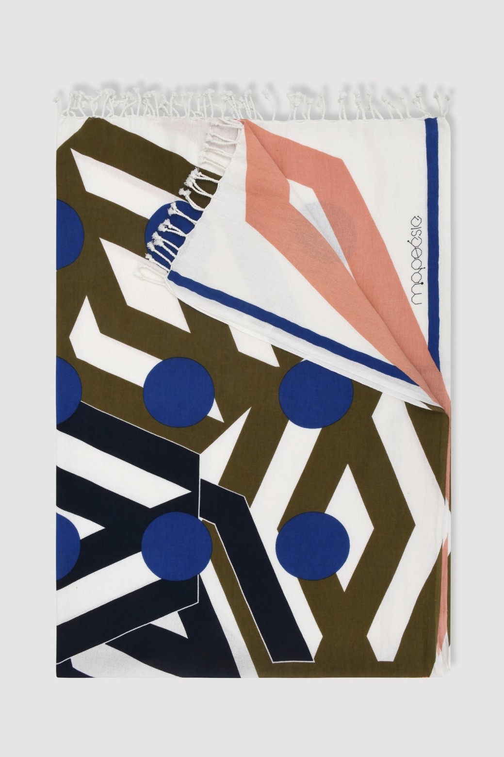 Fouta en coton graphique Bloom kaki/ Mapoésie