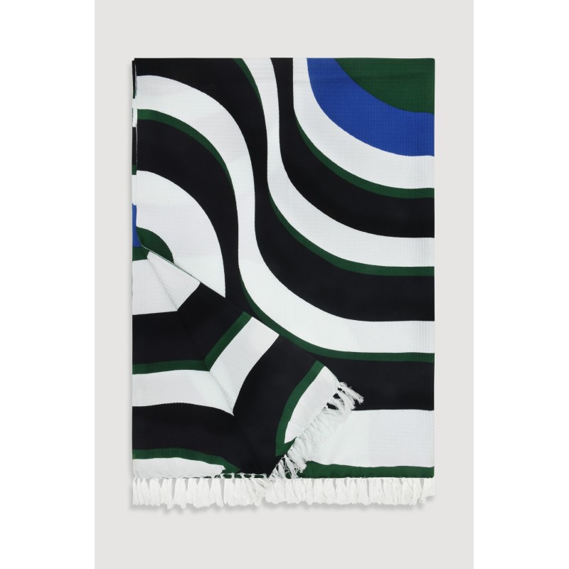 Plaid en coton graphique Nebuleuse bleu/Mapoésie