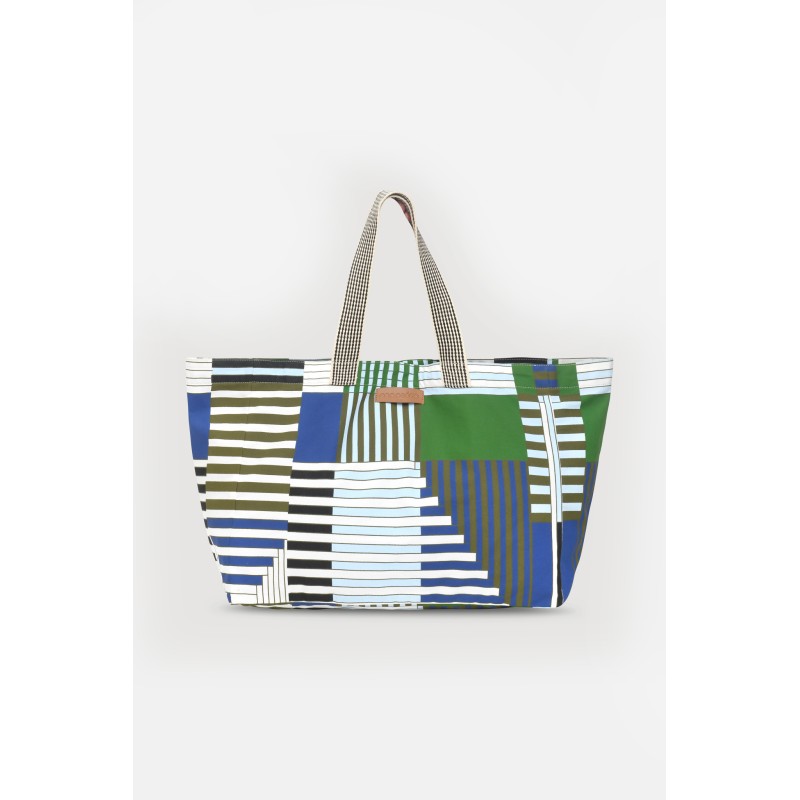 Sac de plage à rayures-vert/Mapoésie