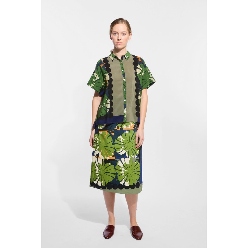 Chemise manches courtes en soie - vert/ Mapoésie