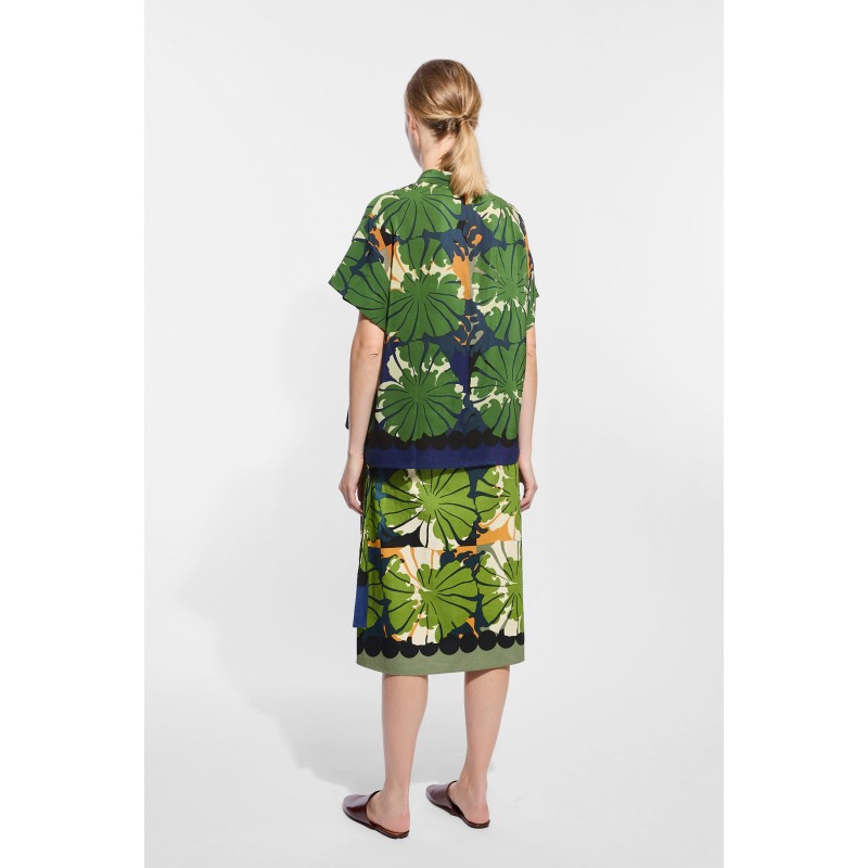 Chemise manches courtes en soie - vert/ Mapoésie