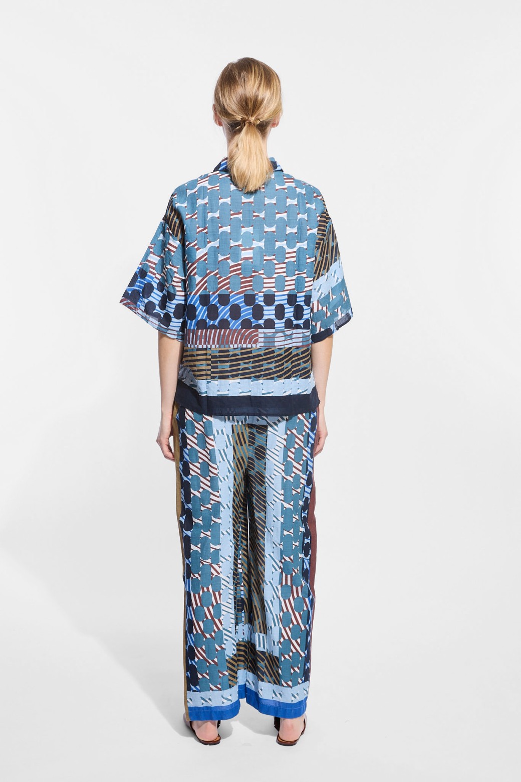 Chemise manches courtes en coton-bleu/ Mapoésie