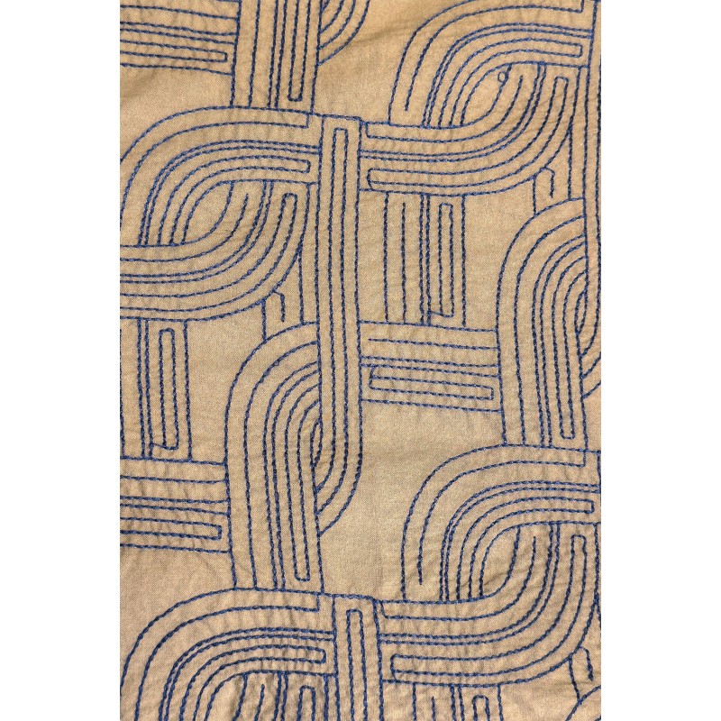 Robe manches courtes en coton brodé - kaki / Mapoésie